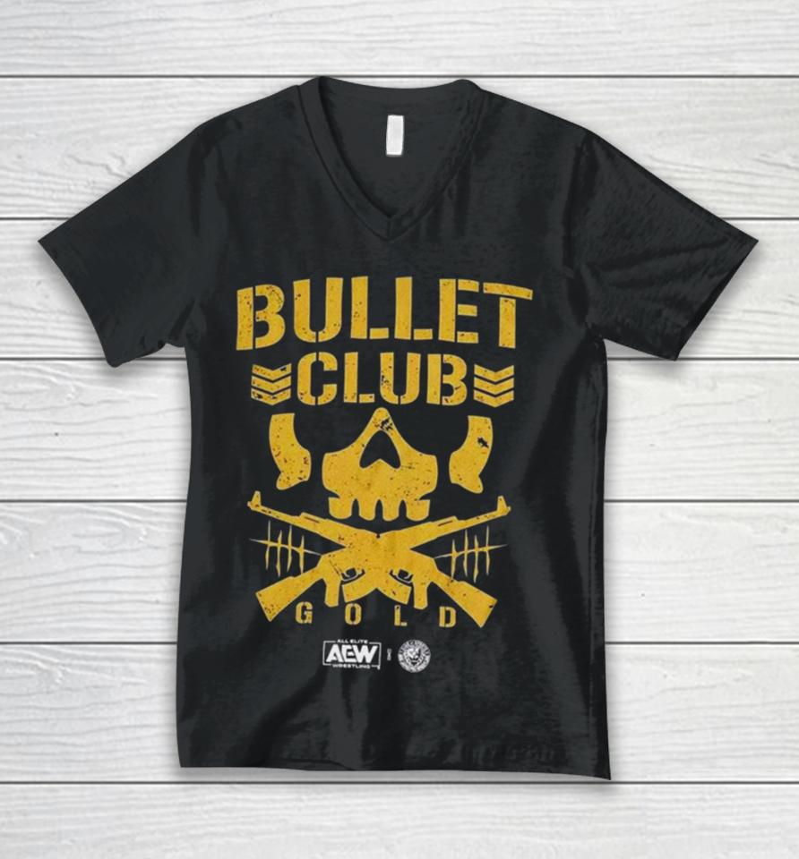Hot Topic All Elite Wrestling Bullet Club Gold Aew Unisex V-Neck T-Shirt