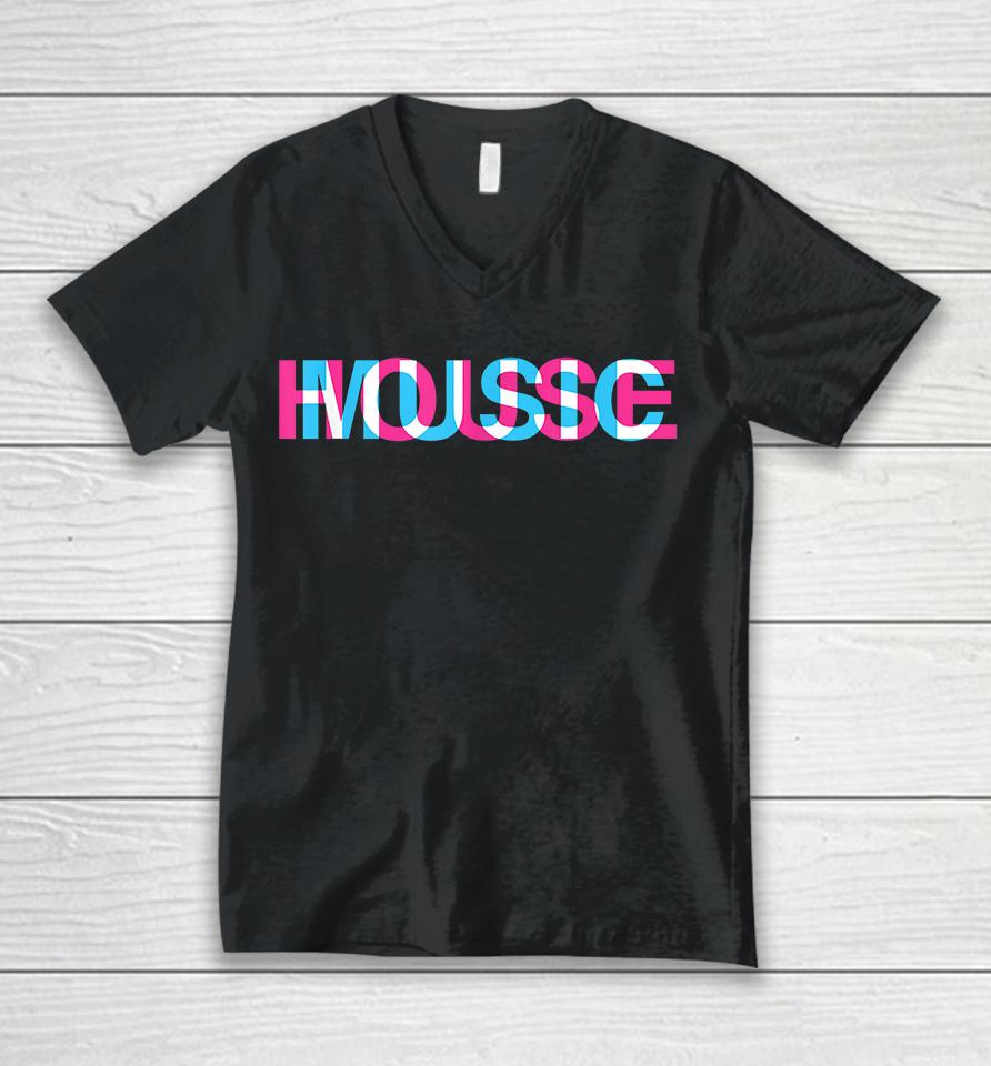 House Music Glitch Optical Illusion Unisex V-Neck T-Shirt