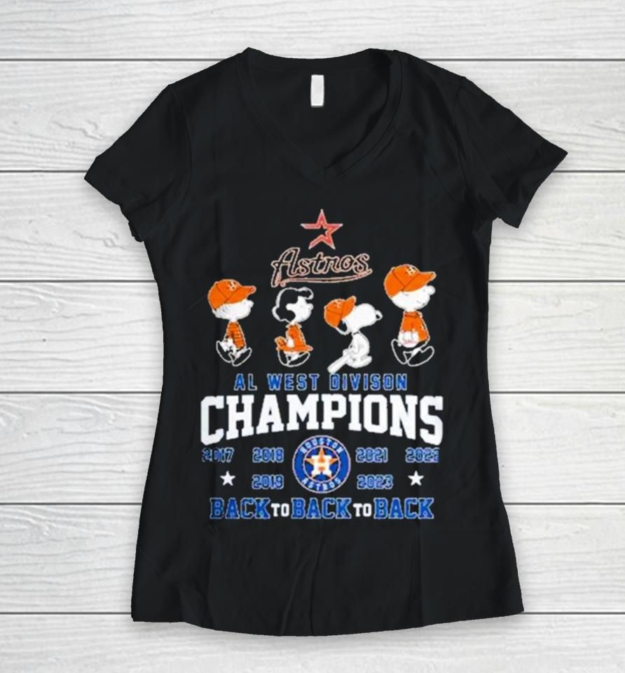 Houston Astros Al West Divison Champions Women V-Neck T-Shirt