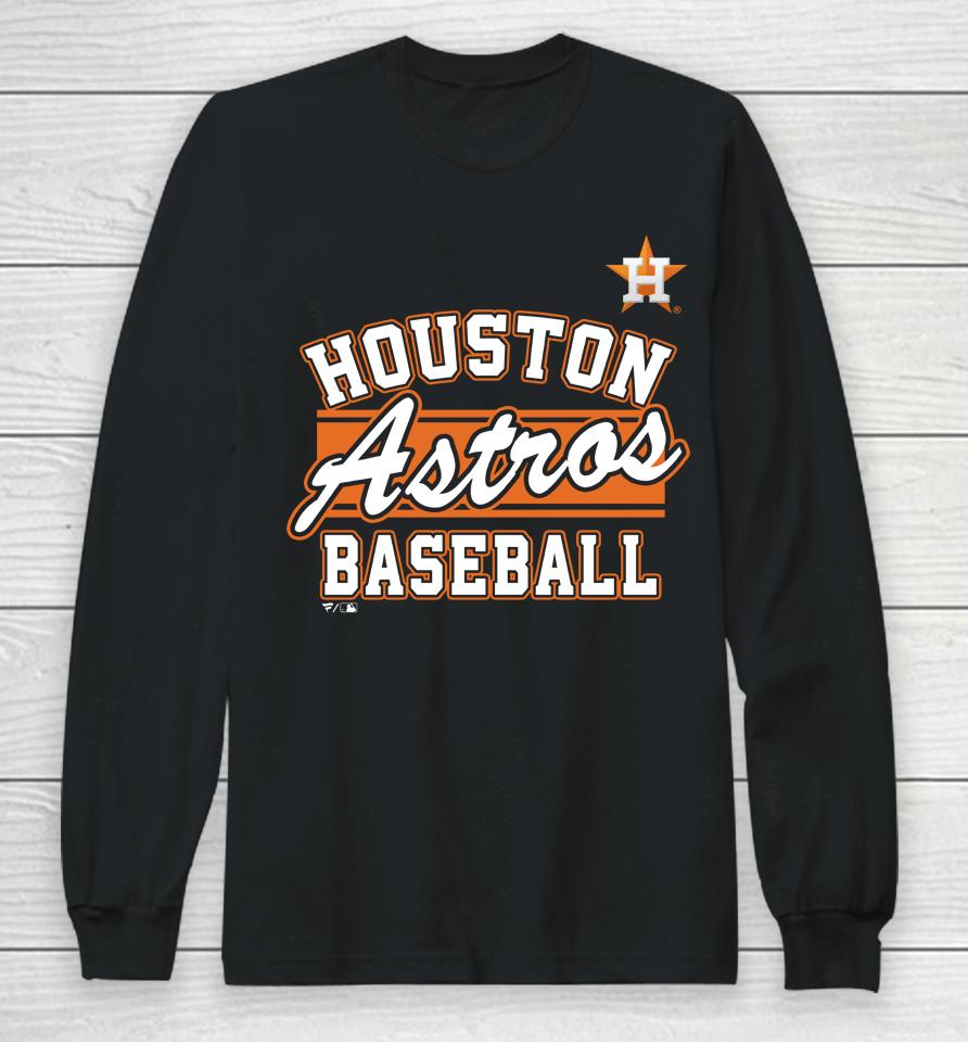 Houston Astros Fanatics Branded Heather Navy Quick Out Tri-Blend Long Sleeve T-Shirt