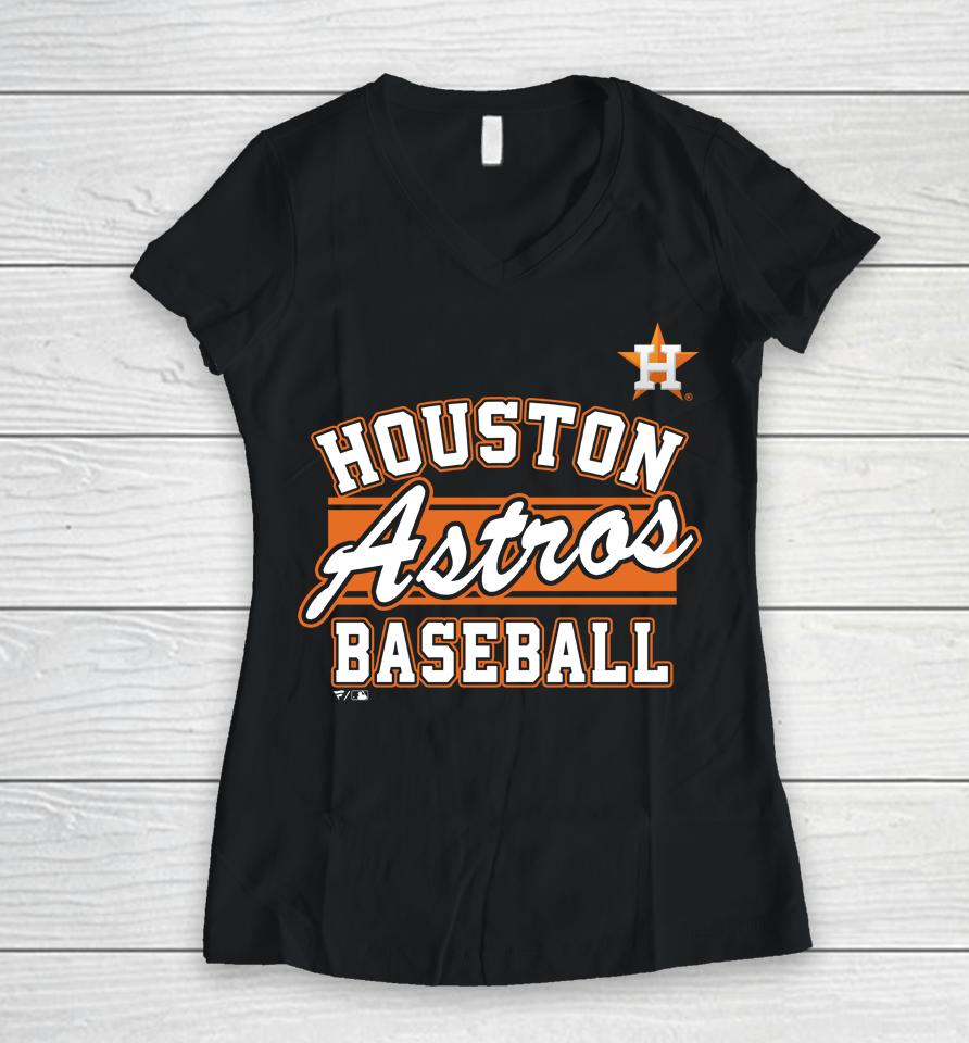Houston Astros Fanatics Branded Heather Navy Quick Out Tri-Blend Women V-Neck T-Shirt
