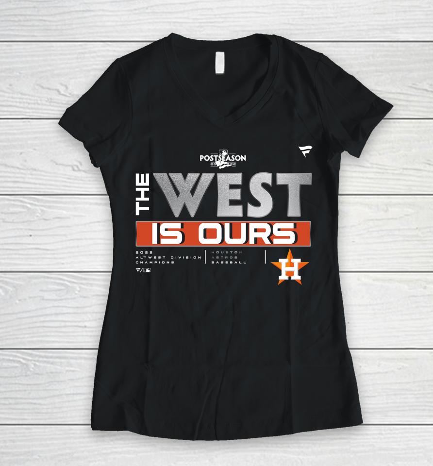 Houston Astros Fanatics Branded Navy 2022 Al West Division Champions Locker Room Women V-Neck T-Shirt