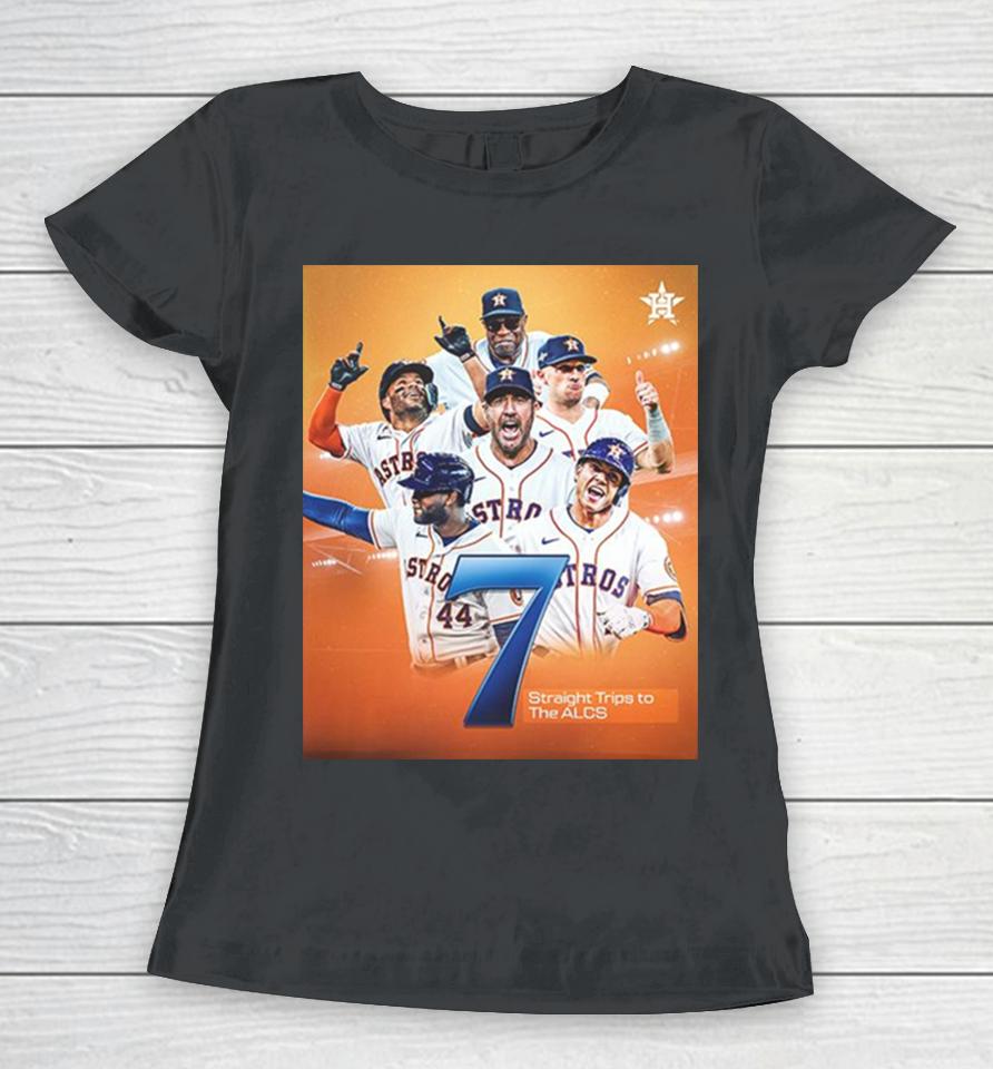 Houston Astros Lucky 7 Are Headed Back To The Alcs Mlb 2023 Postseason Women T-Shirt