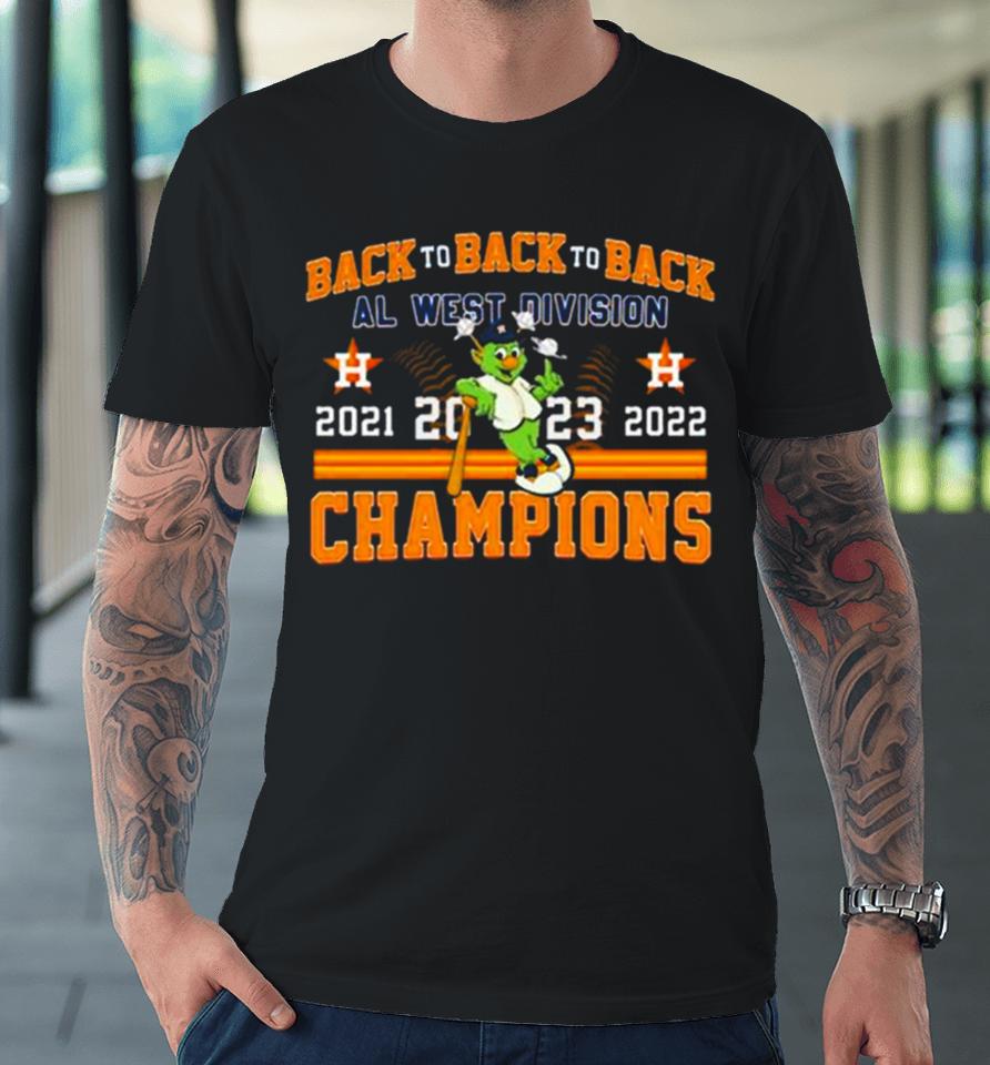 Houston Astros Mascot Back To Back To Back 2023 Al West Division Champions Premium T-Shirt