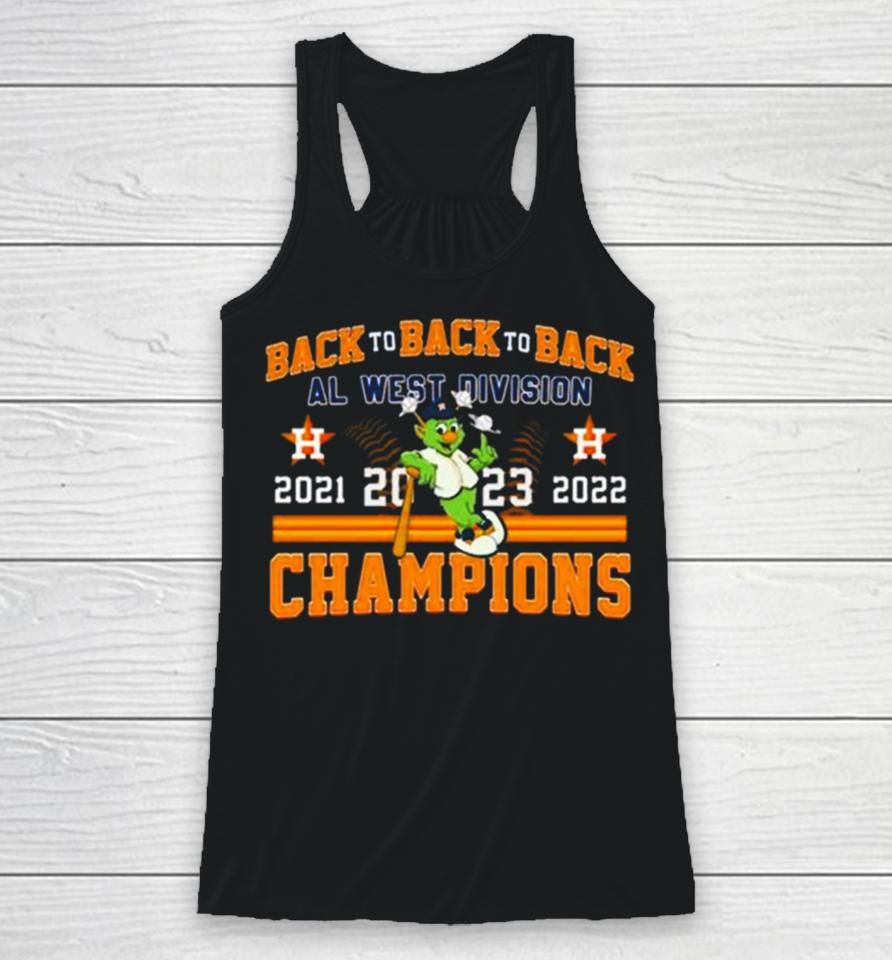 Houston Astros Mascot Back To Back To Back 2023 Al West Division Champions Racerback Tank