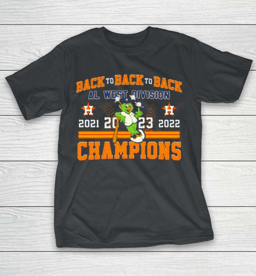 Houston Astros Mascot Back To Back To Back 2023 Al West Division Champions T-Shirt