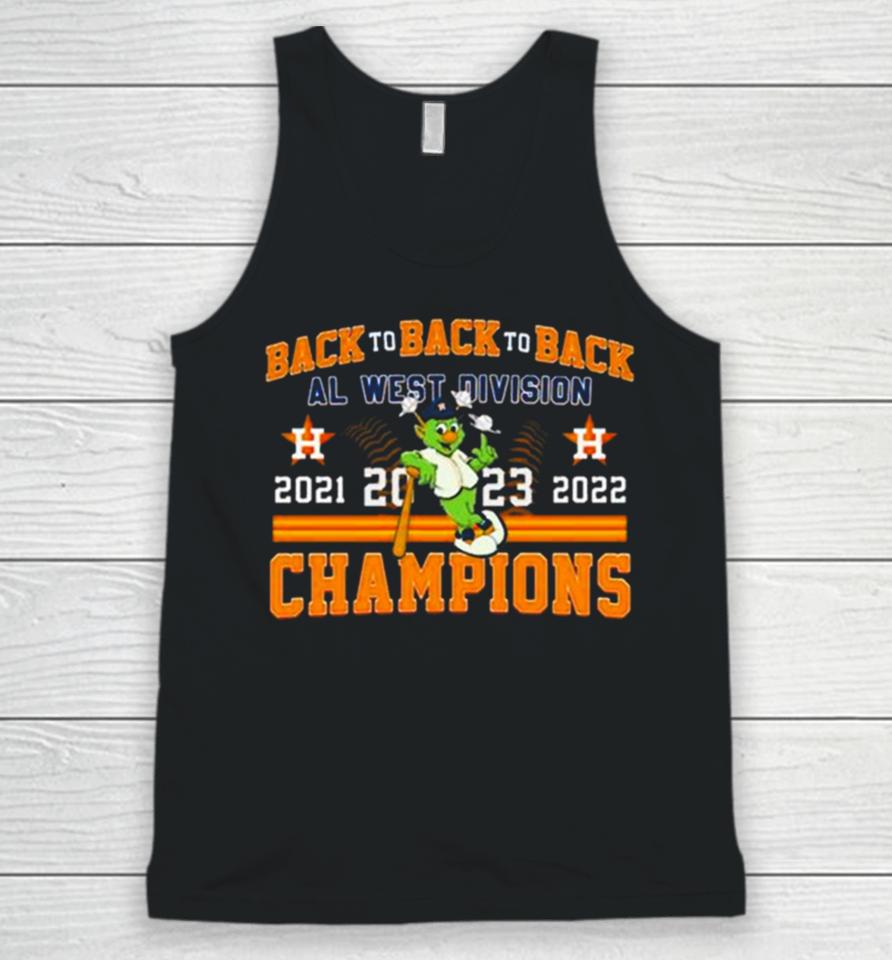 Houston Astros Mascot Back To Back To Back 2023 Al West Division Champions Unisex Tank Top