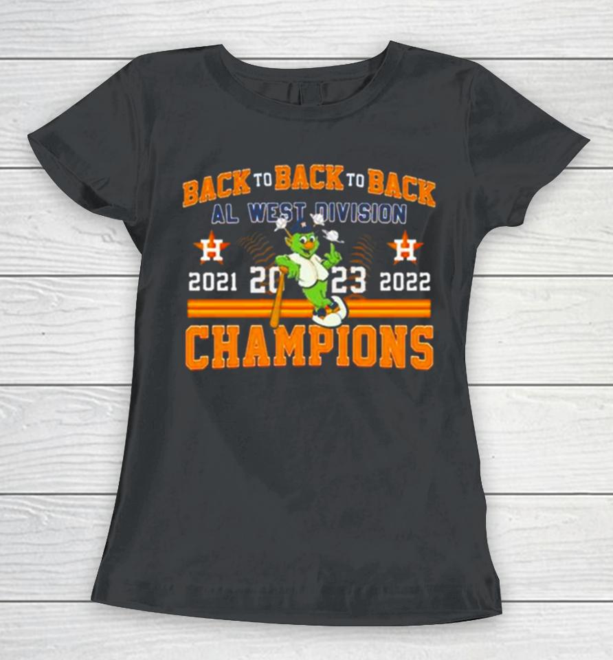 Houston Astros Mascot Back To Back To Back 2023 Al West Division Champions Women T-Shirt