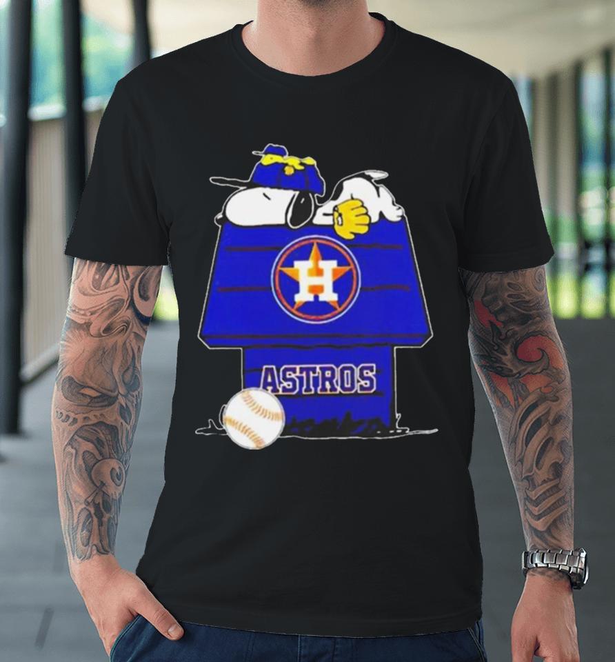 Houston Astros Snoopy And Woodstock The Peanuts Baseball Premium T-Shirt