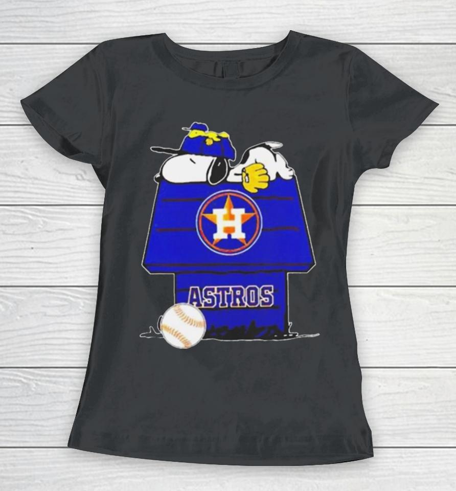 Houston Astros Snoopy And Woodstock The Peanuts Baseball Women T-Shirt