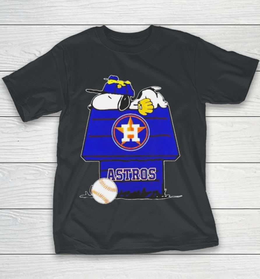 Houston Astros Snoopy And Woodstock The Peanuts Baseball Youth T-Shirt