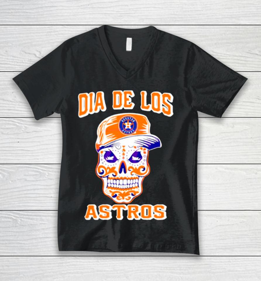 Houston Astros Sugar Skull Dia De Los Astros Unisex V-Neck T-Shirt