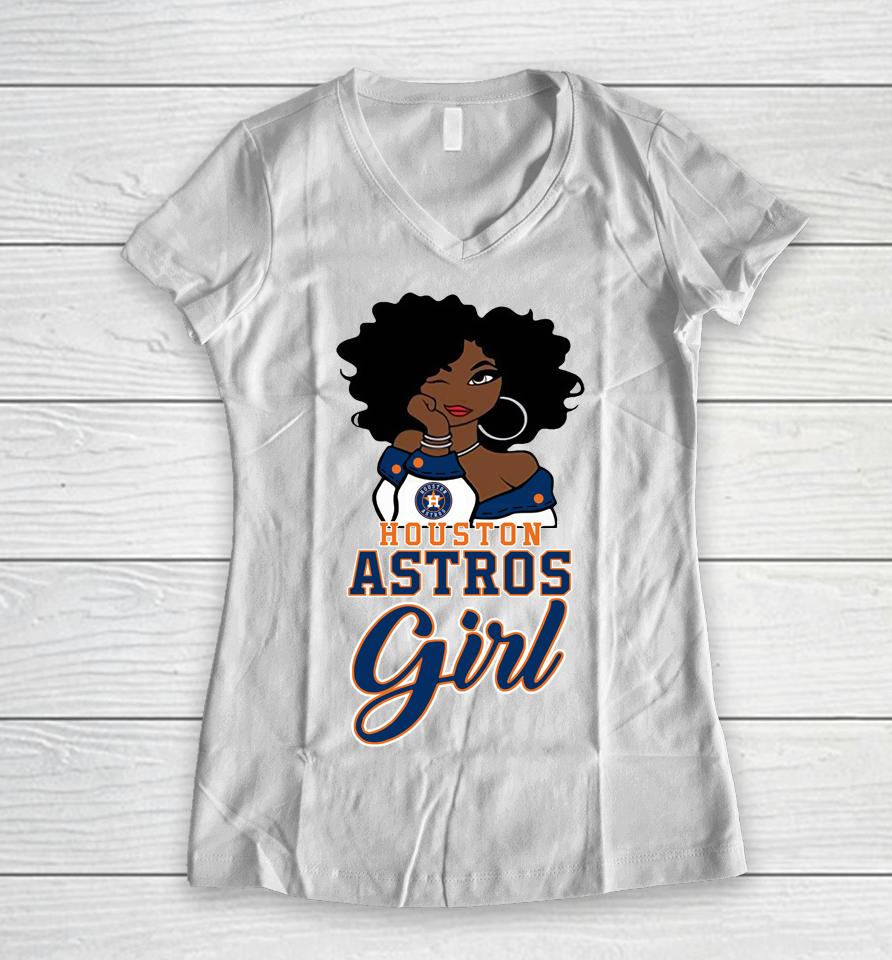 Houston Astross Girl Mlb Women V-Neck T-Shirt