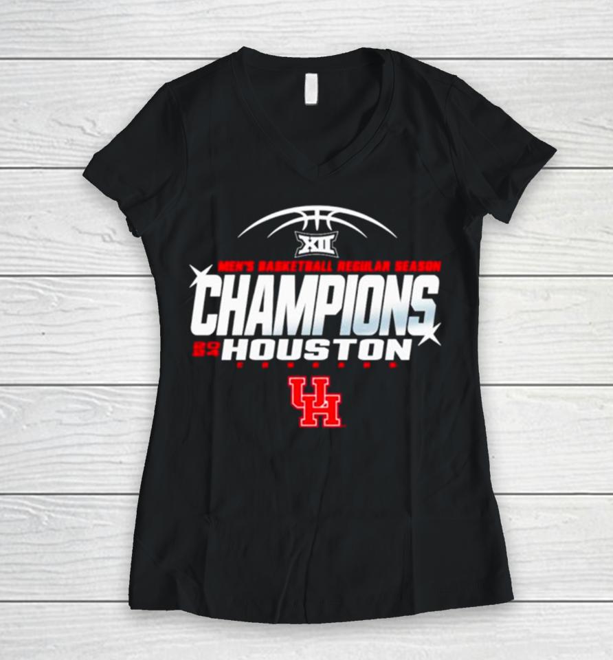 Houston Cougars 2024 Men’s Basketball Regular Season Champions Women V-Neck T-Shirt
