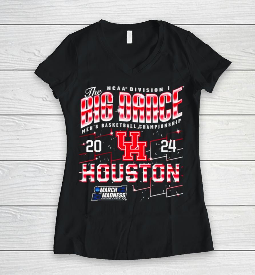 Houston Cougars 2024 Ncaa Division I Men’s Basketball Championship The Big Dance Women V-Neck T-Shirt