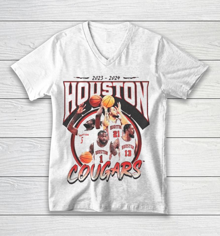 Houston Cougars 2024 Ncaa Men’s Basketball 2023 – 2024 Post Season Unisex V-Neck T-Shirt