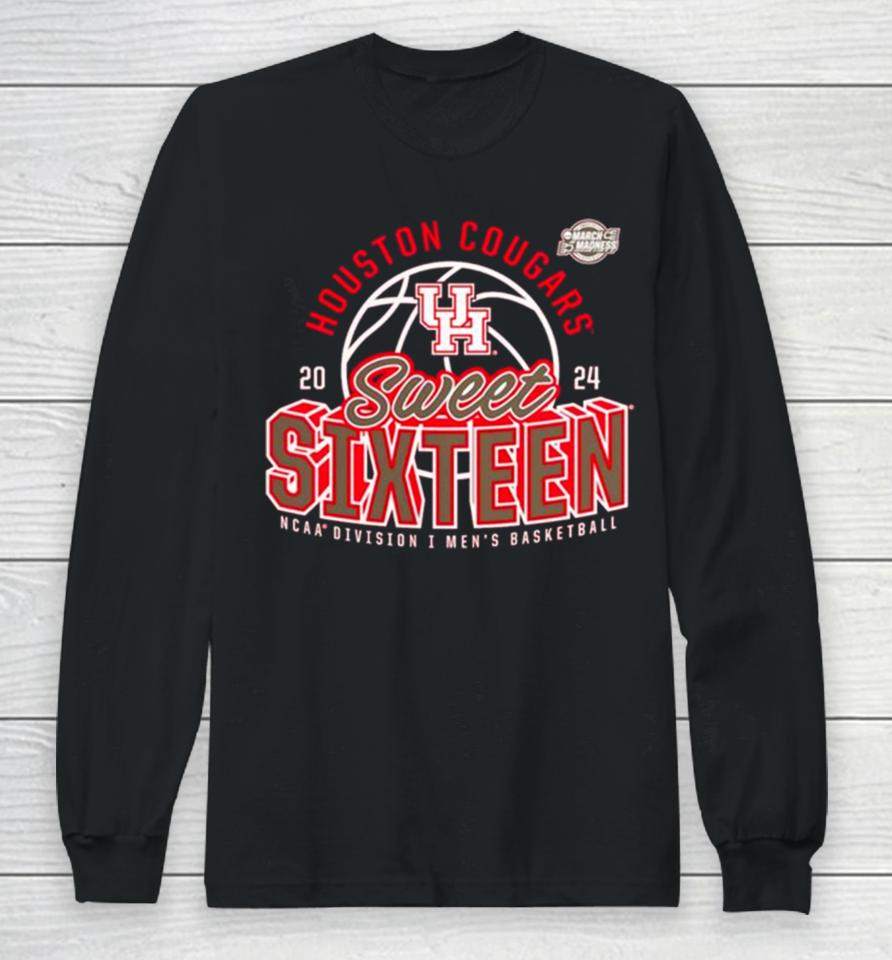 Houston Cougars 2024 Ncaa Men’s Basketball Tournament March Madness Sweet Sixteen Defensive Stance Long Sleeve T-Shirt