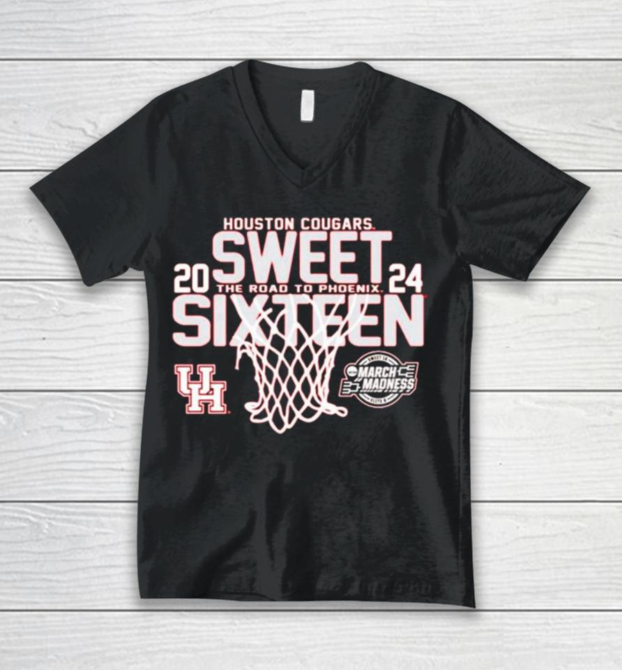 Houston Cougars 2024 Sweet Sixteen The Road To Phoenix Unisex V-Neck T-Shirt