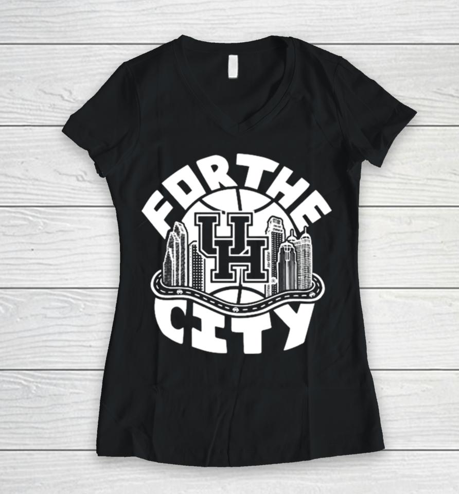 Houston Cougars For The City Basketball Women V-Neck T-Shirt