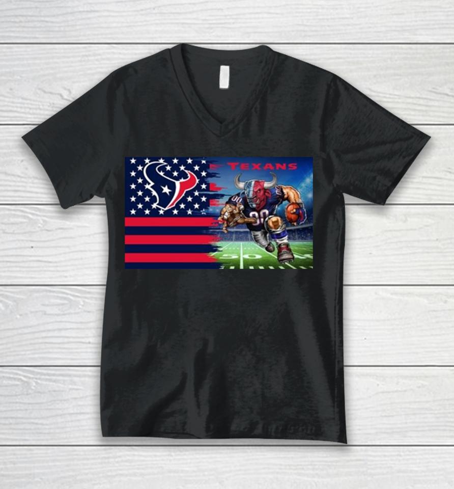Houston Texans Football Team Mascot Flag 2024 Unisex V-Neck T-Shirt