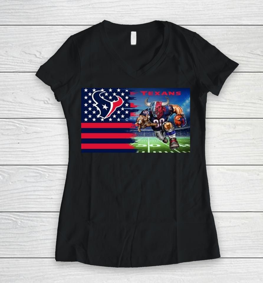 Houston Texans Football Team Mascot Flag 2024 Women V-Neck T-Shirt