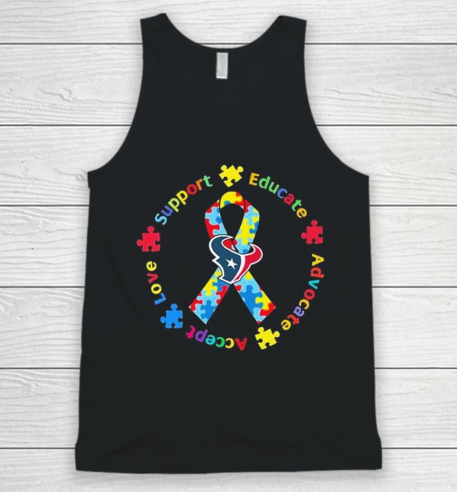 Houston Texans Support Educate Advocate Accept Love Autism Awareness Unisex Tank Top