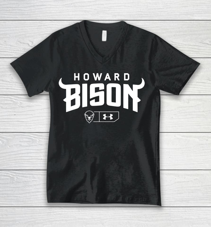 Howard Bison Under Armour Lockup Tech Raglan Howard Bison Unisex V-Neck T-Shirt