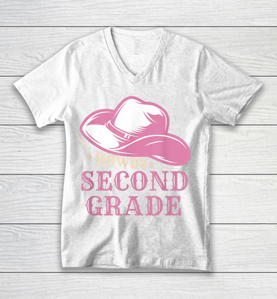 Howdy 2Nd Grade Teachers Kids Parents Cowboy Cowgirl Unisex V-Neck T-Shirt