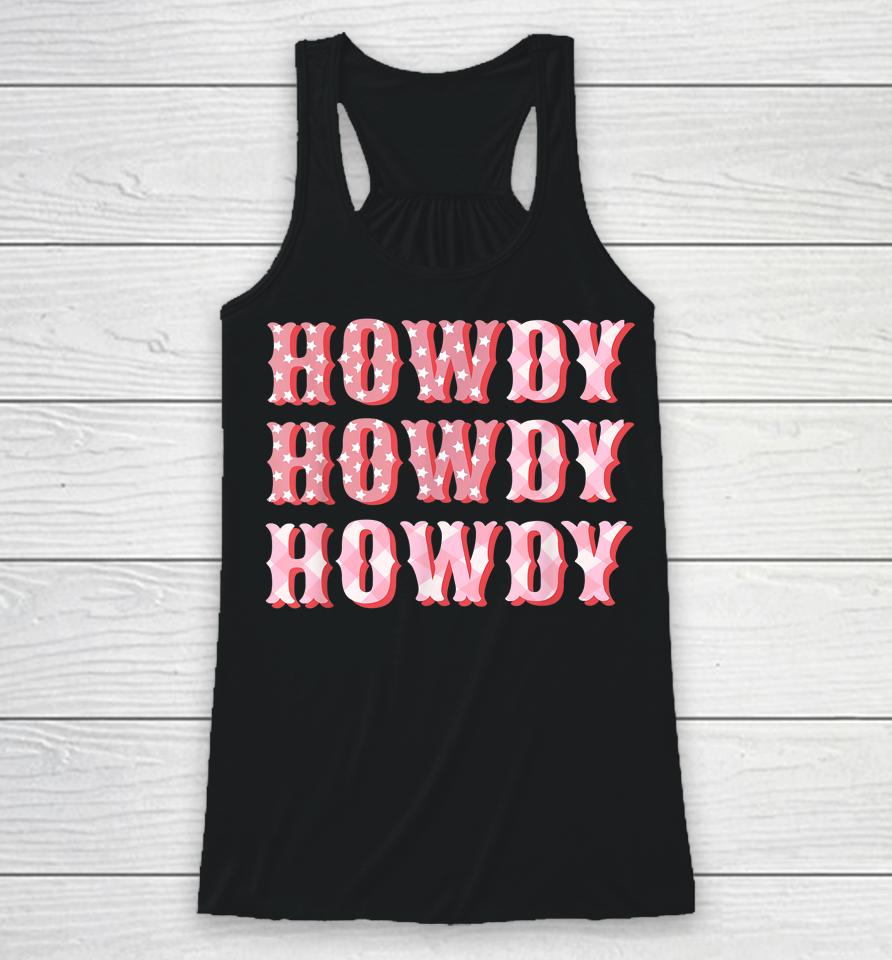 Howdy Cowgirl Boots Bling Women Cute Western Country Racerback Tank