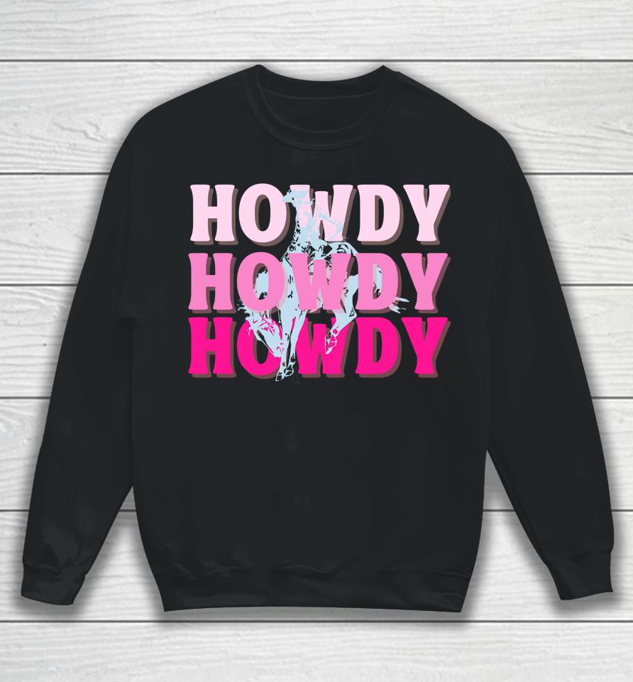Howdy Cowgirl Vintage Horse Bucking Western Bachelorette Sweatshirt