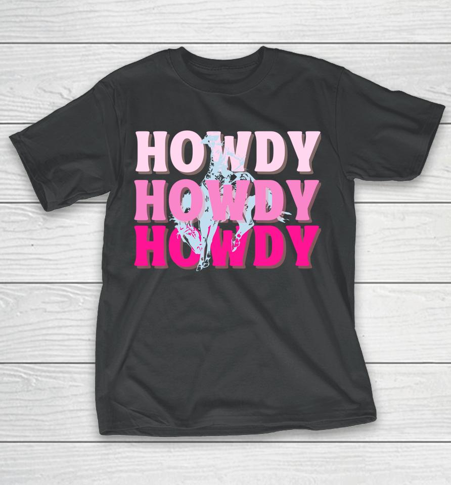 Howdy Cowgirl Vintage Horse Bucking Western Bachelorette T-Shirt