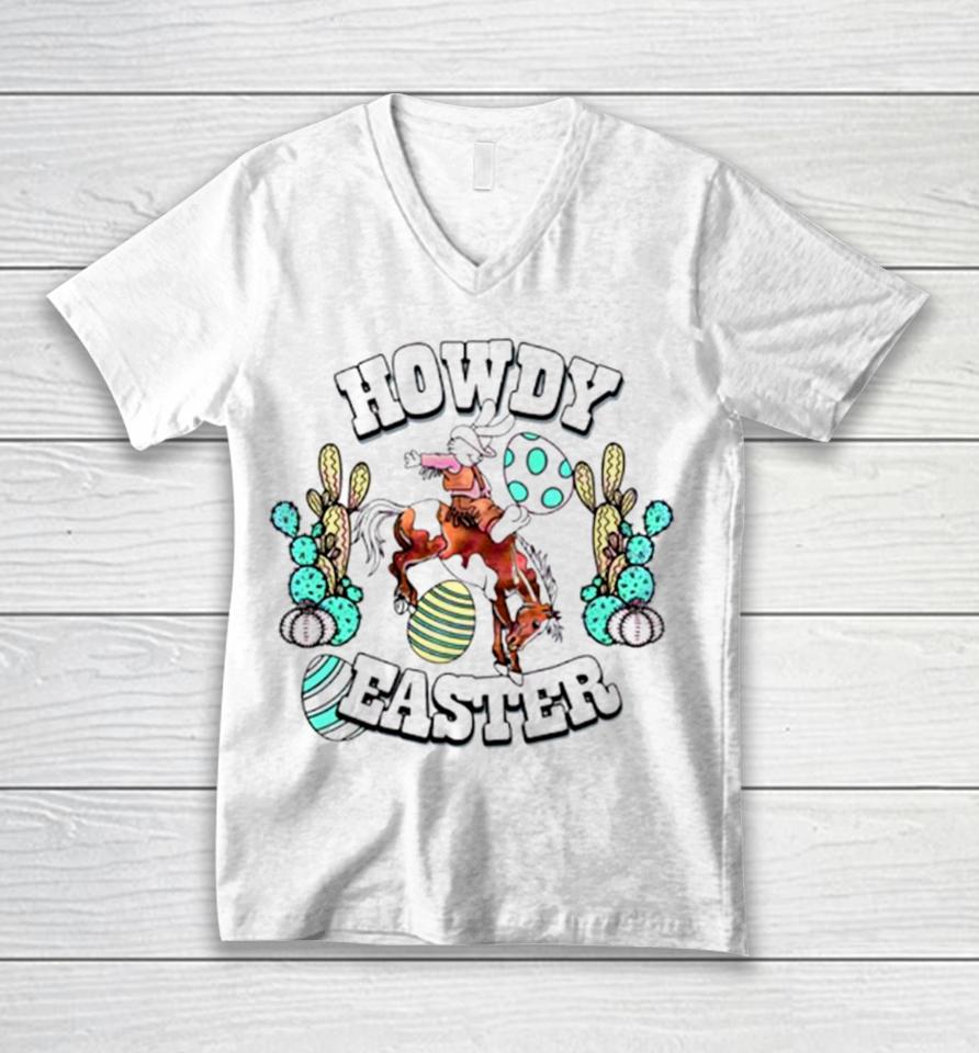 Howdy Easter Cute Cow Girl Bunny Unisex V-Neck T-Shirt