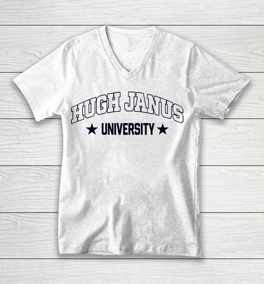 Hugh Janus University Unisex V-Neck T-Shirt