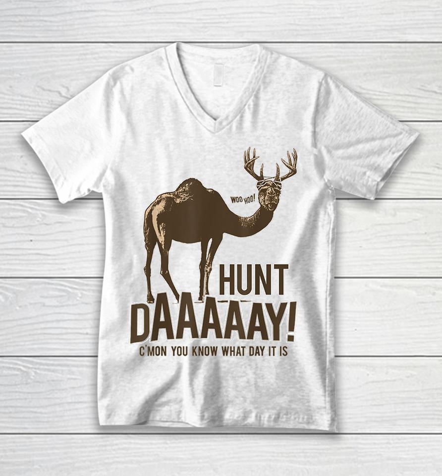 Hunt Day Camel Buck Deer Hunting Humpday Unisex V-Neck T-Shirt