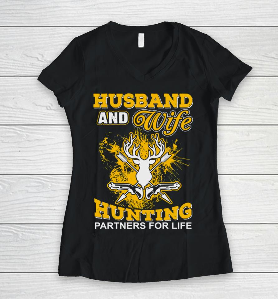 Husband And Wife Hunting Partners For Life Women V-Neck T-Shirt