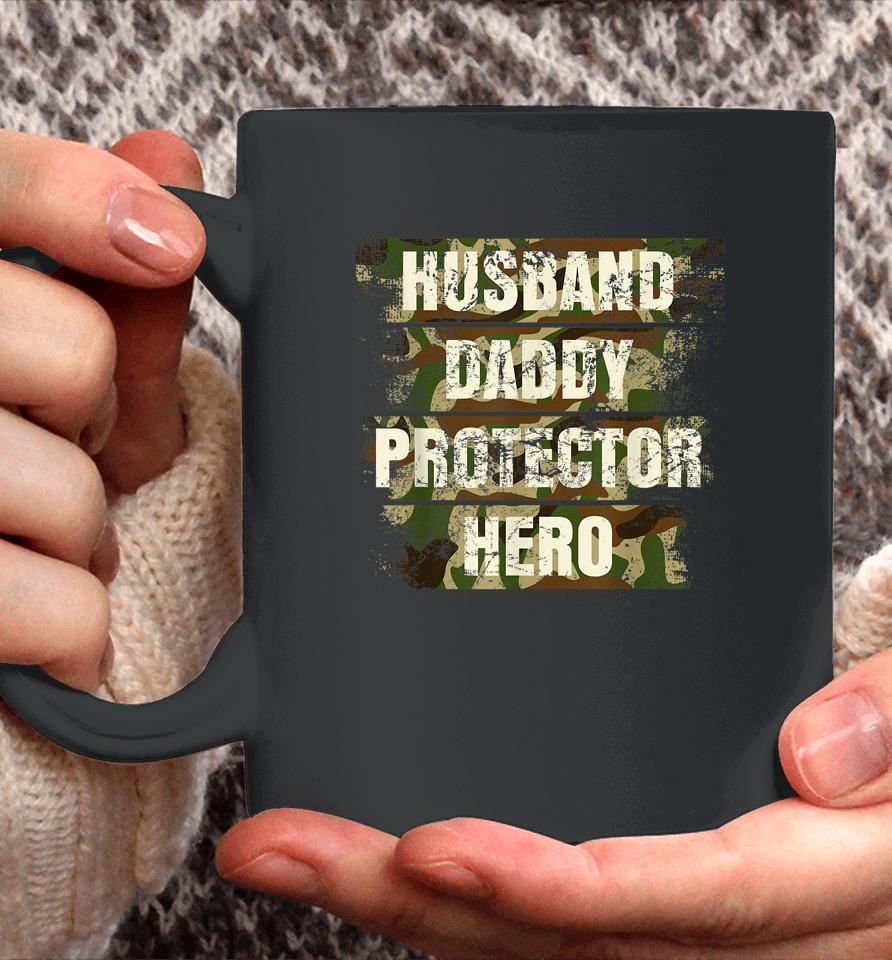 Husband Daddy Protector Hero Fathers Day For Dad Retro Camo Coffee Mug