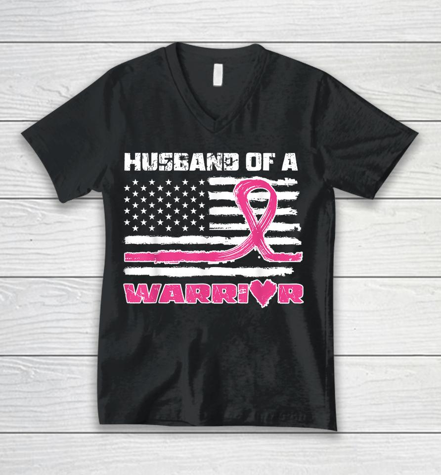 Husband Of A Warrior Breast Cancer Awareness Unisex V-Neck T-Shirt