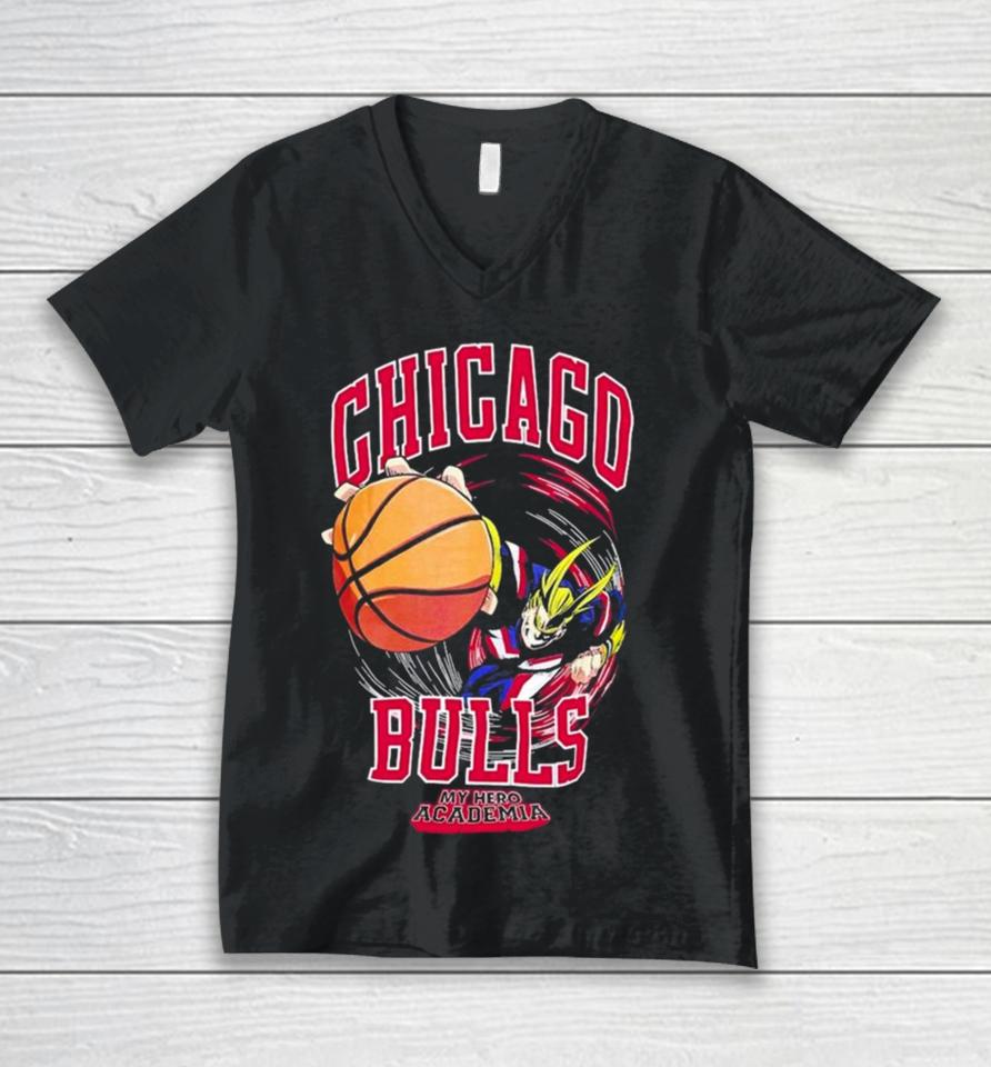 Hyperfly Chicago Bulls Nba X My Hero Academia All Might Smash Unisex V-Neck T-Shirt