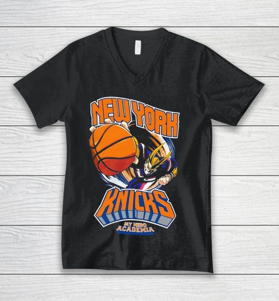 Hyperfly New York Knicks Nba X My Hero Academia All Might Smash Unisex V-Neck T-Shirt