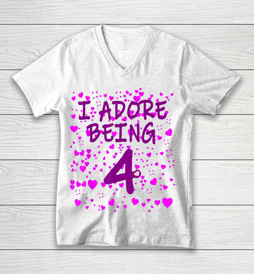 I Adore Being 4 Years Old 4Th Birthday Unisex V-Neck T-Shirt