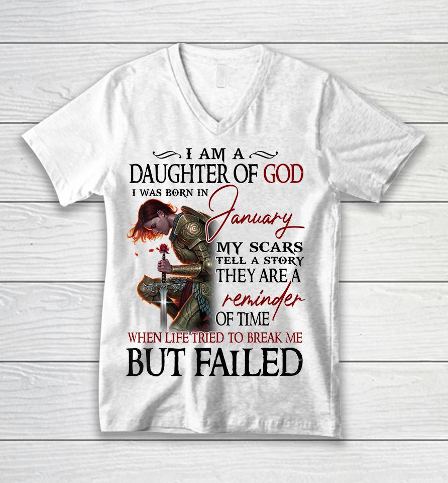 I Am A Daughter Of God Was Born In January Birthday Unisex V-Neck T-Shirt