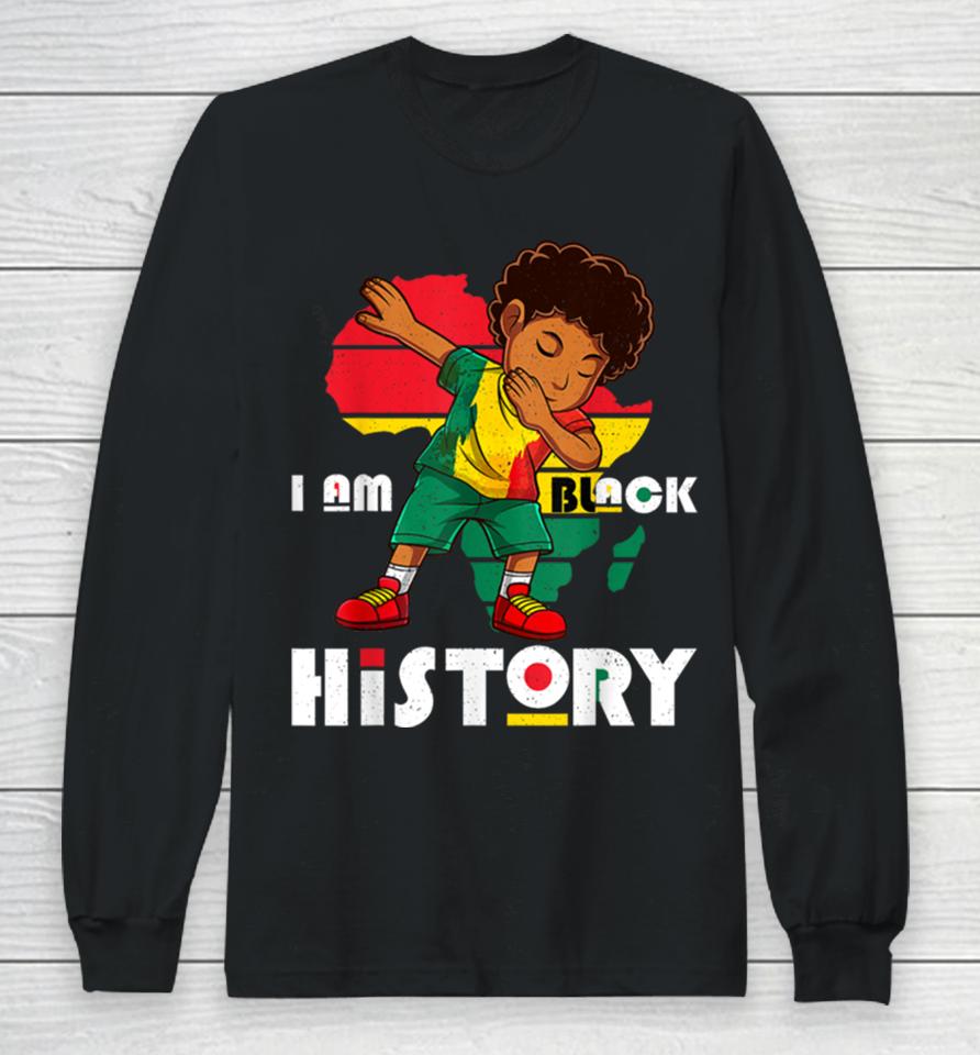 I Am Black History Month Kids Boys Afro African American Long Sleeve T-Shirt