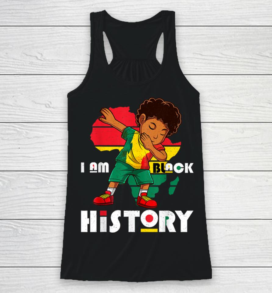 I Am Black History Month Kids Boys Afro African American Racerback Tank