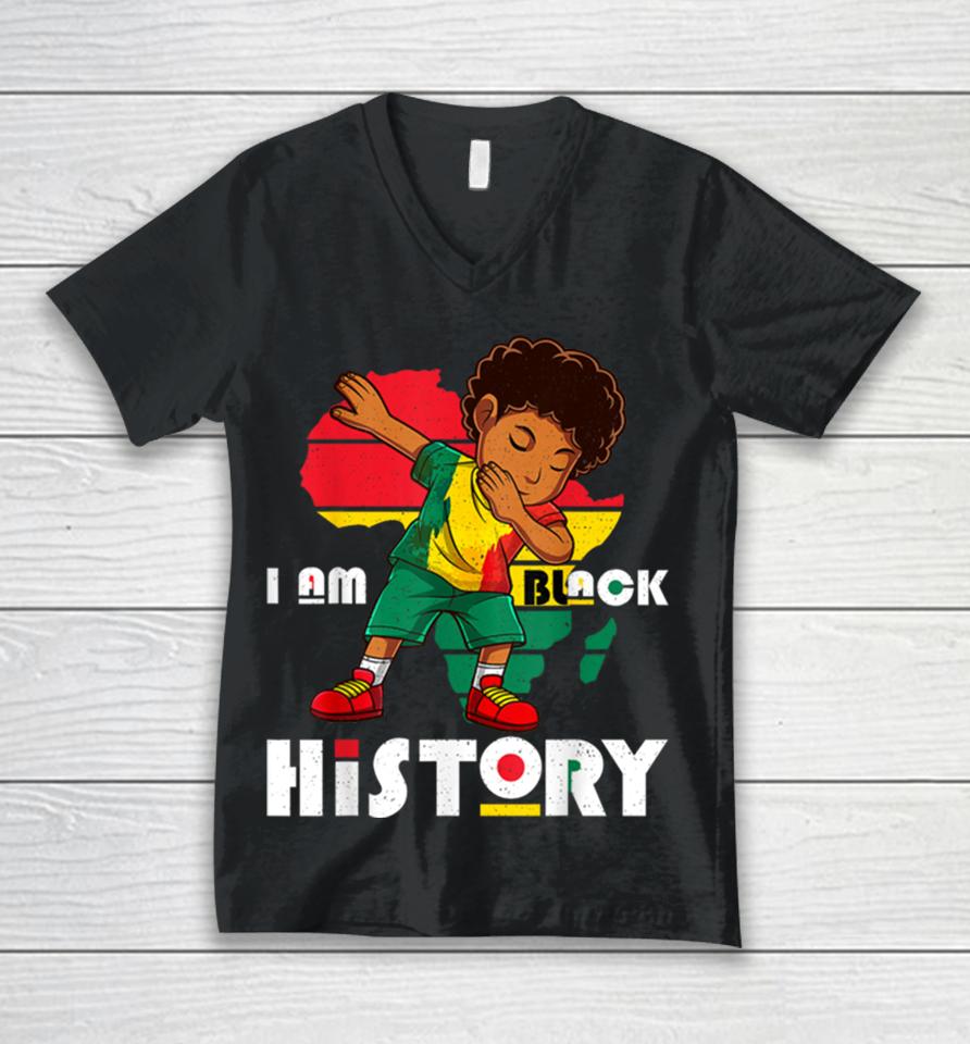 I Am Black History Month Kids Boys Afro African American Unisex V-Neck T-Shirt