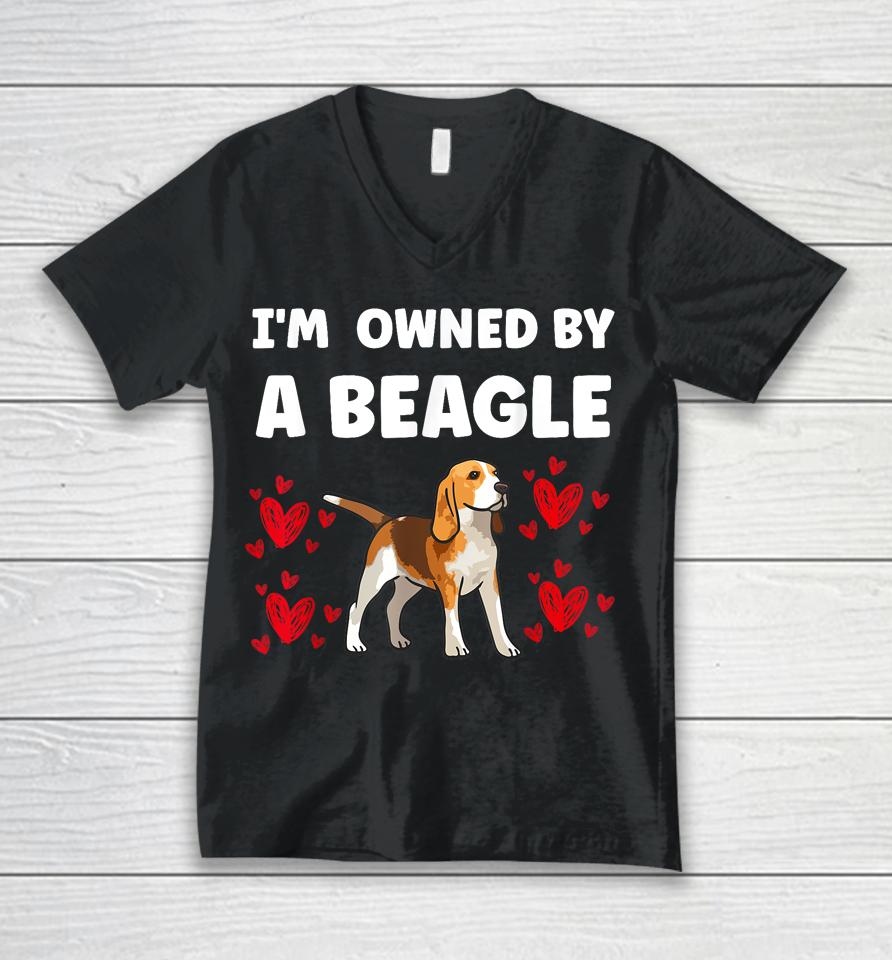 I Am Owned By A Beagle Unisex V-Neck T-Shirt