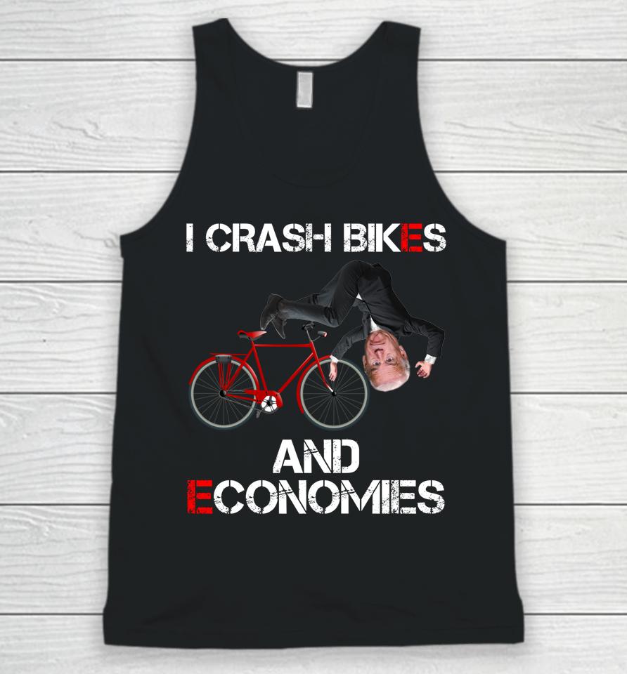 I Crash Bikes And Economies Joe Biden Falling Off Bike Unisex Tank Top