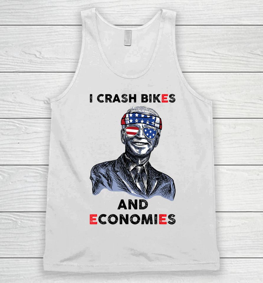 I Crash Bikes And Economies Joe Biden Falling Off Bike Unisex Tank Top