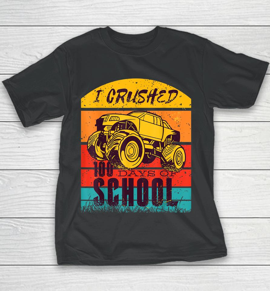 I Crushed 100 Days Of School Monster Truck Retro Youth T-Shirt