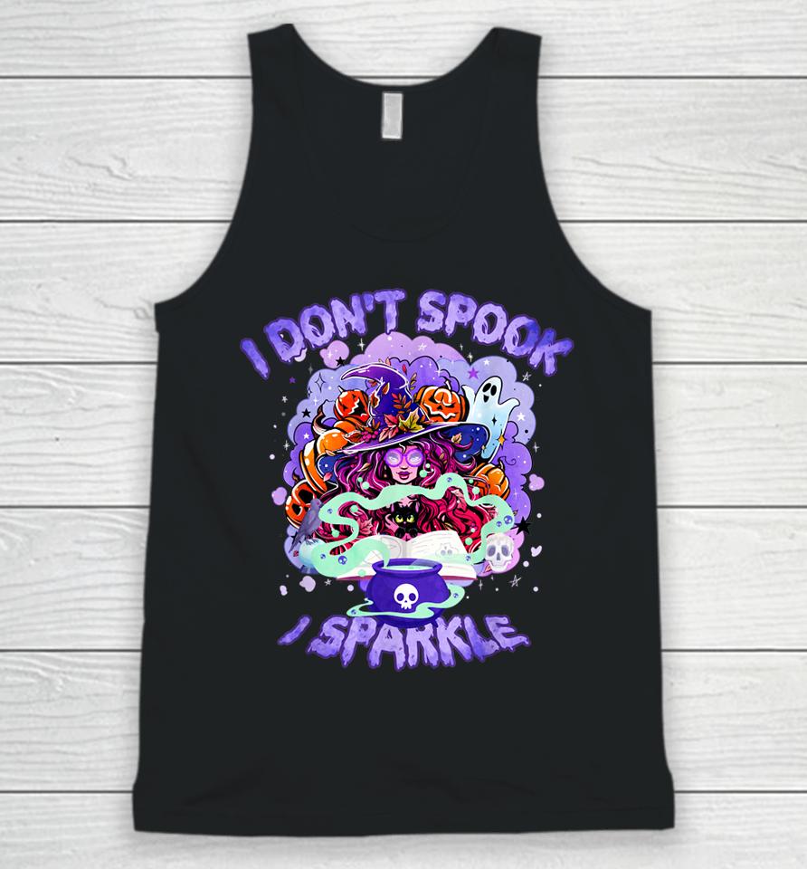 I Don't Spook I Sparkle For Halloween Cute Witch Halloween Unisex Tank Top