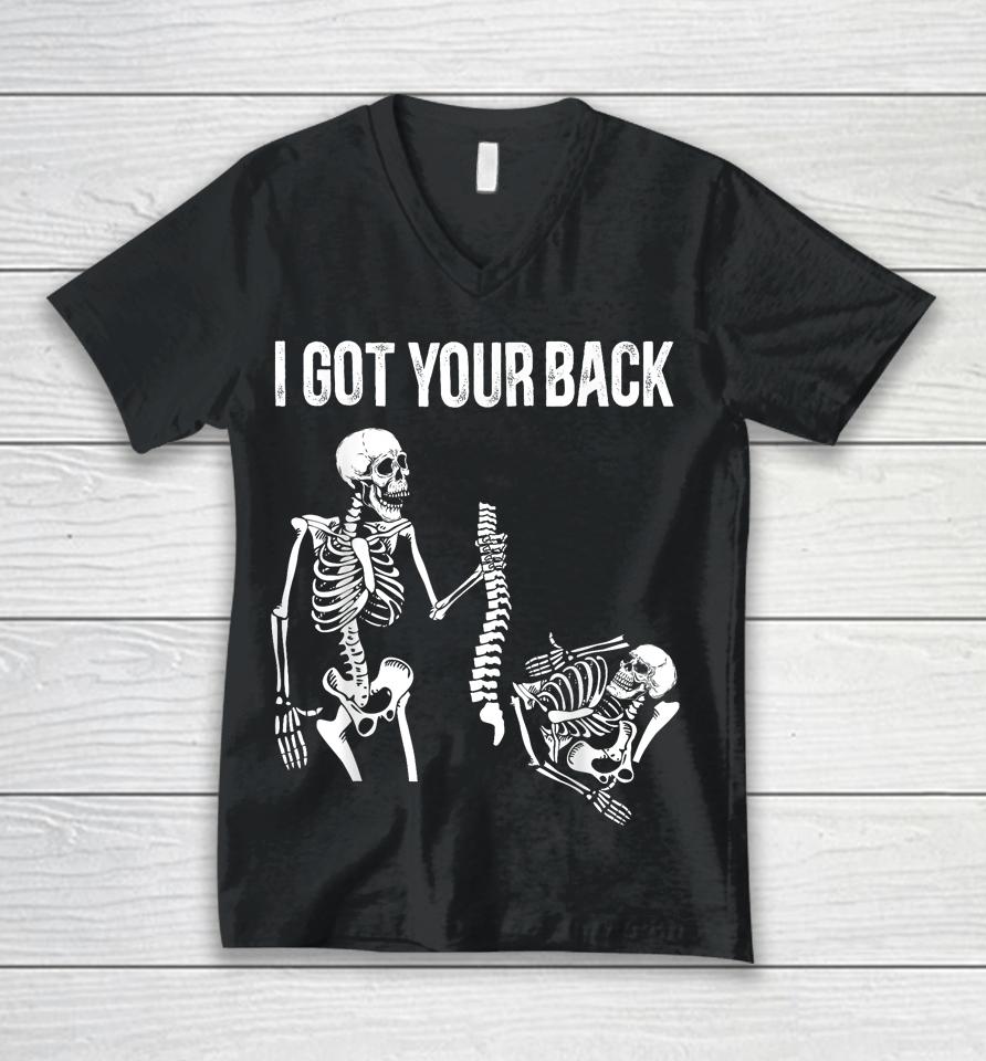 I Got Your Back Funny Skeleton Halloween Costume Unisex V-Neck T-Shirt